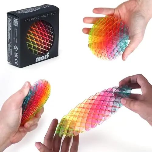 Morf fidget worm toy showing colorful stretchy slug-like sensory toy