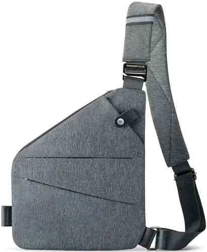 WANDER PLUS grey crossbody bag with waterproof Oxford textile