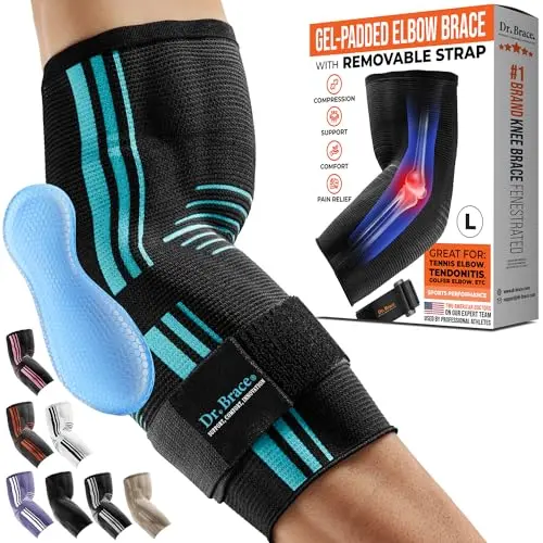 DR. BRACE elite elbow compression sleeve with gel pad for pain relief