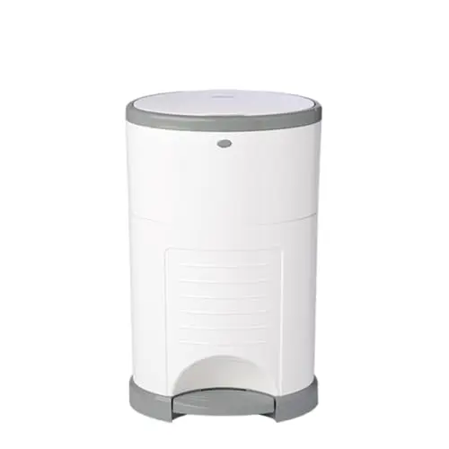 Diaper Dekor Classic white oval diaper pail with step pedal