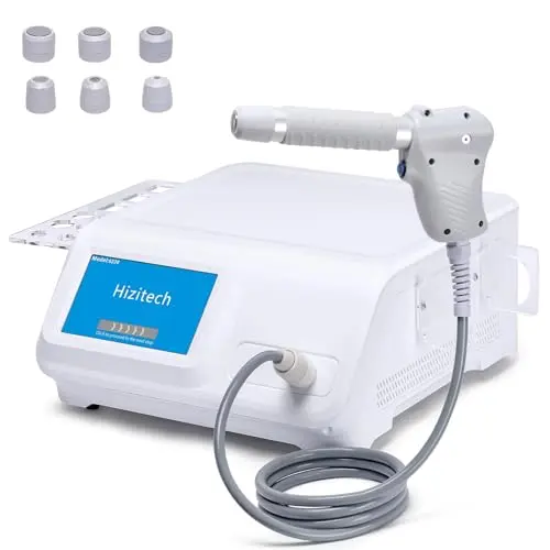 HIZITECH white shockwave therapy machine with multiple attachments