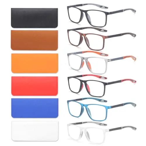 BLOEXCLU sports style reading glasses six pack with multiple colors