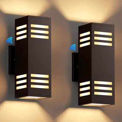 SHIMR bronze outdoor wall sconce with dusk-to-dawn sensor