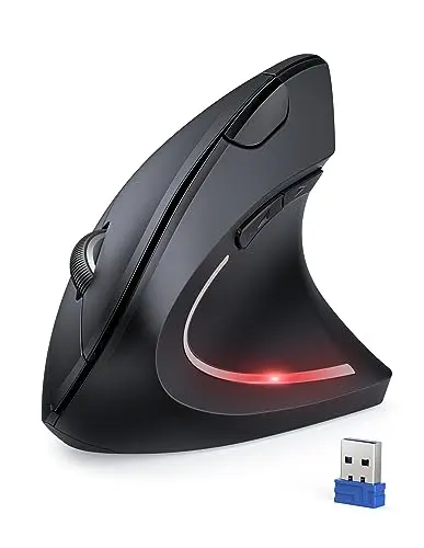 TECKNET wireless vertical ergonomic mouse in black