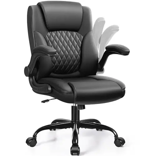 Brick Attic leather office chair designed for short people with flip-up armrests
