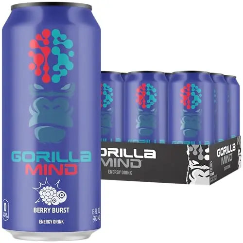 Gorilla Mind energy drink can with berry burst flavor