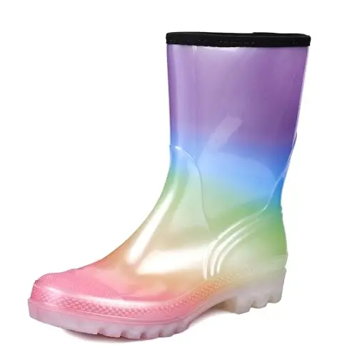 DKSUKO Waterproof Women's Rain Boots with glossy finish