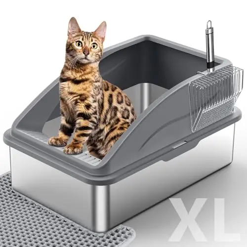 INVENHO stainless steel litter box with lid and anti-leakage features