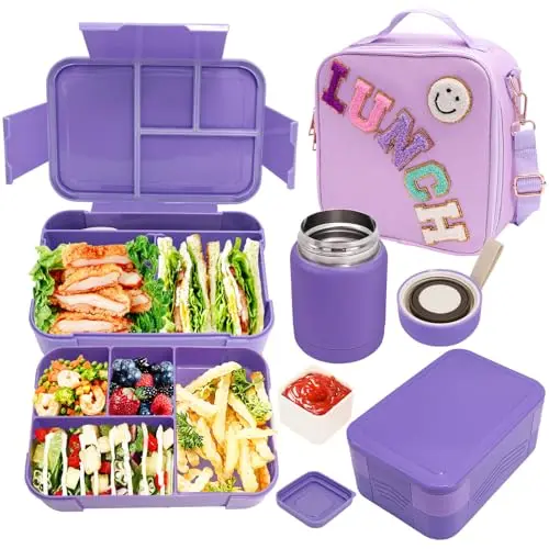 Preppy lunch box set with insulated bag and bento box