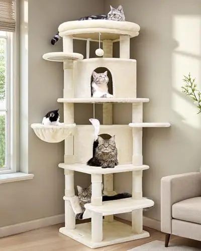 Globlazer 66-inch corner cat tree with fan-shaped condos