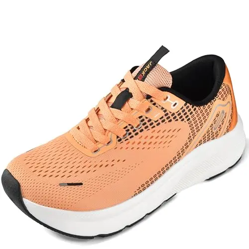 JACKSHIBO women's wide toe box tennis shoes with 3D arch support in orange color
