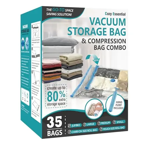 Cozy Essential vacuum storage bags compressing clothes and bedding