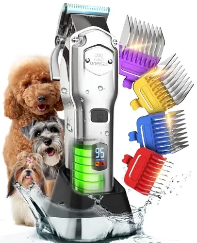 ONEISALL professional dog clippers with metal combs for poodles