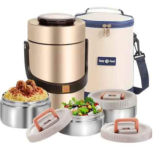 Gicklov 67-ounce stackable food thermos with three compartments