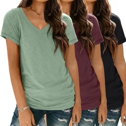 SUNBS 3-pack women's v-neck t-shirts in assorted colors
