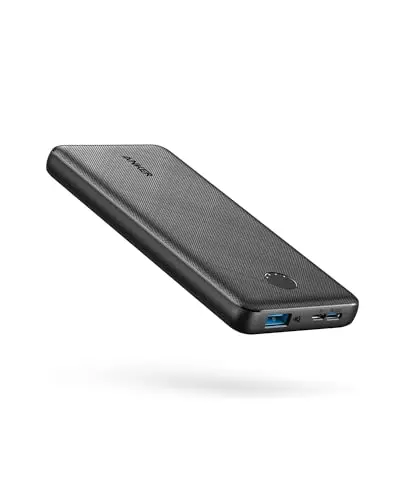 Anker PowerCore 10K portable charger showing slim black design