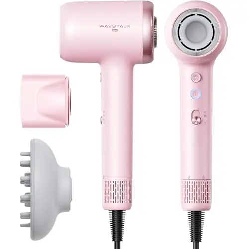 Wavytalk Turblow Pro Hair Dryer in light pink with magnetic attachments