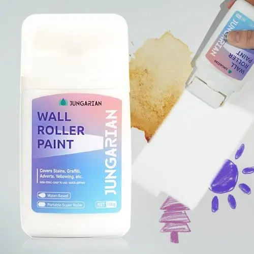 Jungarian white wall paint kit with roller for quick repairs