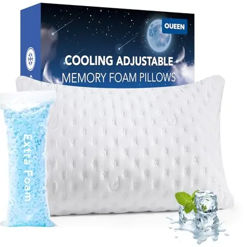 KUCEY curved cooling pillow specifically designed for side sleepers with adjustable memory foam