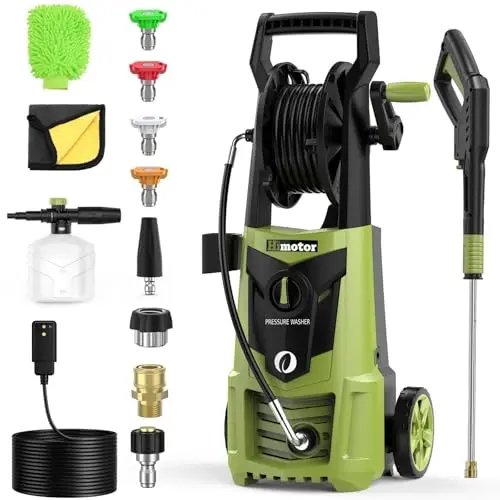 HIMOTOR electric pressure washer with long hose and cord