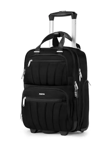 FIGESTIN black underseat rolling luggage with wheels and laptop compartment