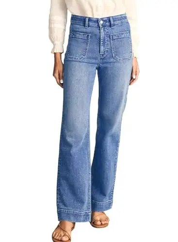 Astylish Women's Patch Pocket Jean Pants in Ashleigh blue wash