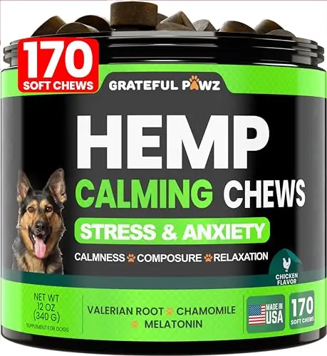 Grateful Pawz Hemp Calming Chews for dogs dual benefit