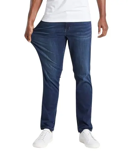 Mugsy Fultons Classic Fit Blue Denim Jeans showing the comfortable stretch fabric