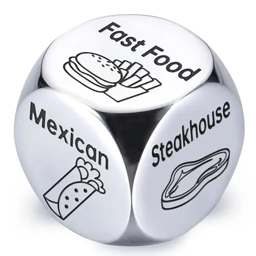 WAREON stainless steel decision dice for food choices with engraved options