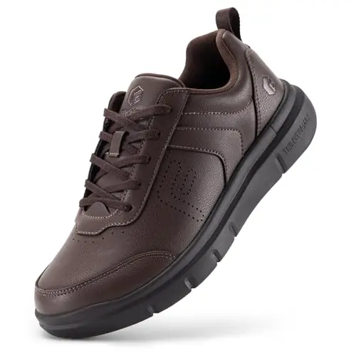 FitVille wide men's dress sneakers in chocolate brown