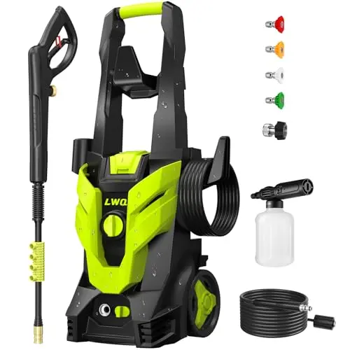 LWQ green electric pressure washer with multiple nozzles