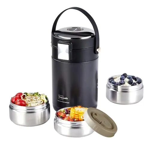 Xeipenfit 78-ounce stackable food thermos with three compartments