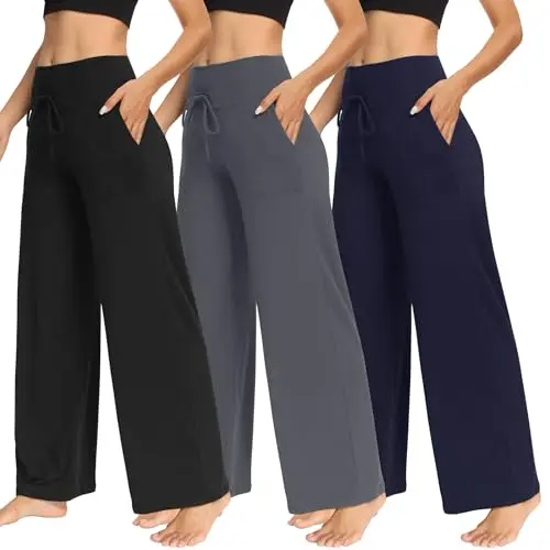 TNNZEET 3-pack women's wide leg pants in multiple colors
