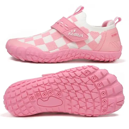 KUBUA kids hiking water shoes with barefoot design and rubber outsole
