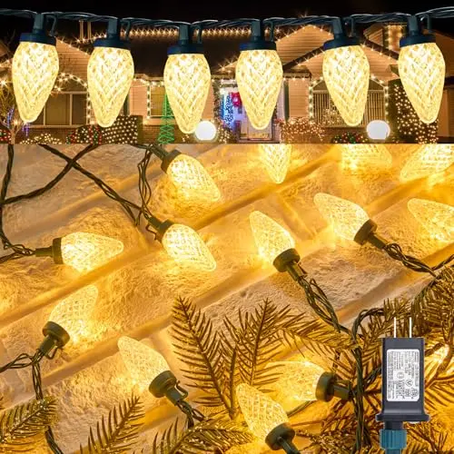 Minetom C9 LED Christmas lights with timer and multiple lighting modes for dynamic displays