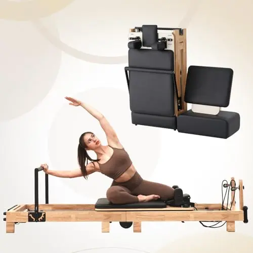 PAETA 92-inch wooden Pilates reformer with jump board and accessories