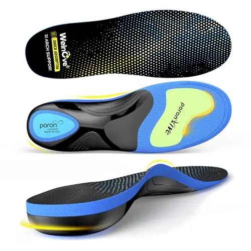 Welnove work boot insoles with memory foam and strong arch support