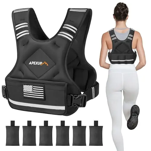 APEXUP adjustable weighted vest with sandbags and large storage pocket