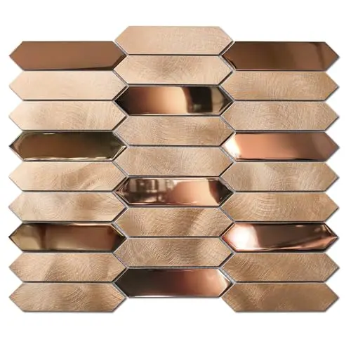 Primoon gold long hexagon metal mosaic tiles