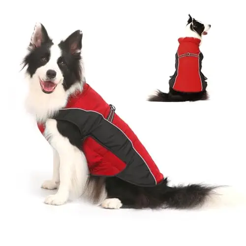 Gimilife affordable dog winter coat in red color
