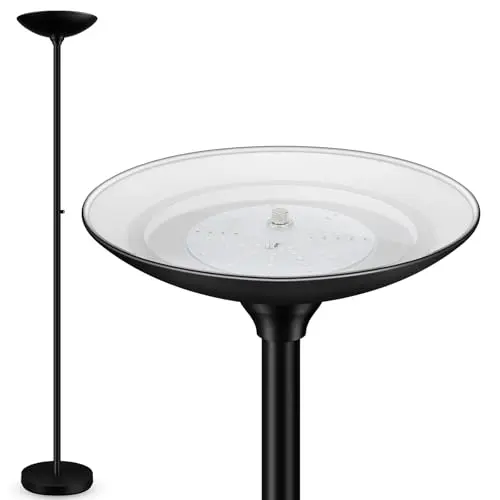 AUQUEE torchiere floor lamp in black with metal shade and rotary switch