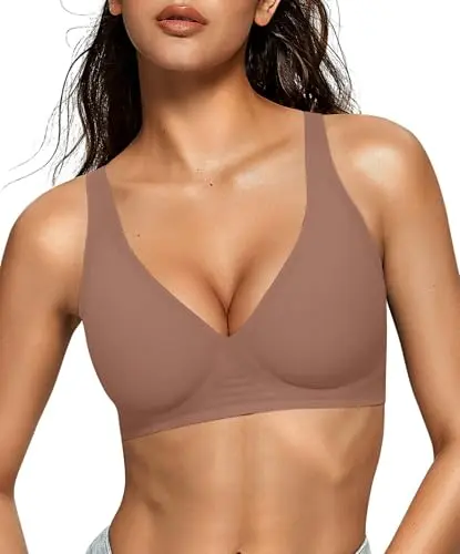 OEAK deep V wireless bra with plunge design and jelly strips