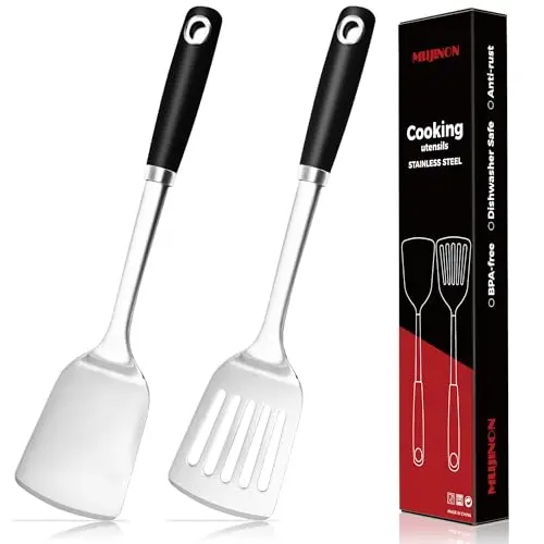 MUJINON 2-piece stainless steel spatula set with heavy duty construction