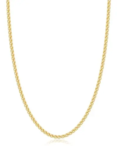 2.5mm wheat chain gold necklace for men with double PVD plating
