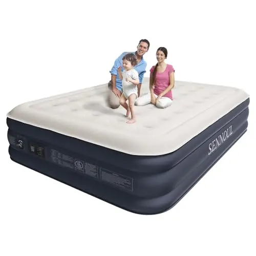 SENNOUL Queen air mattress with double air chamber design