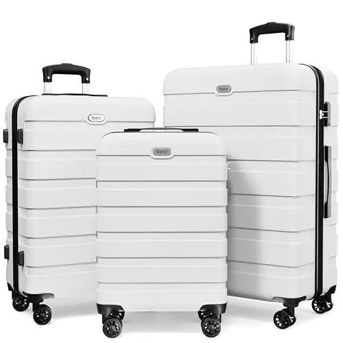 ANYZIP white 3-piece hardshell luggage set with spinner wheels