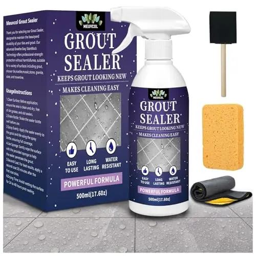 Meuvcol grout sealer kit with brush and sponge for shower application