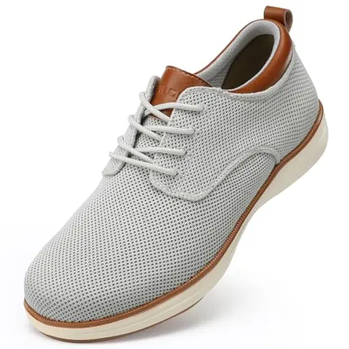 VILOCY men's wide casual dress oxford sneakers in light grey