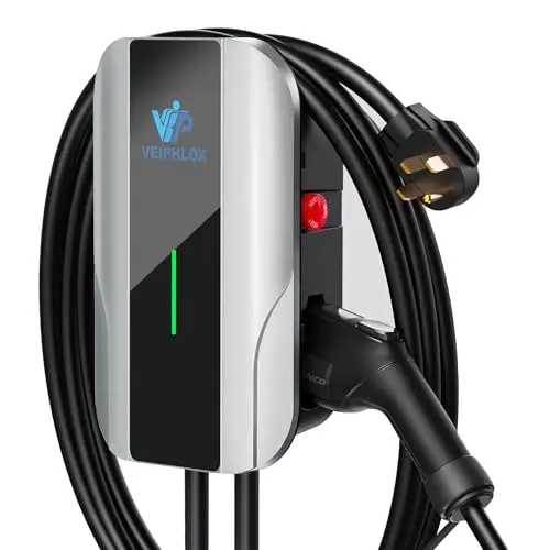 VEIPHLOX Level 2 EV Charger with weatherproof housing and LED indicators