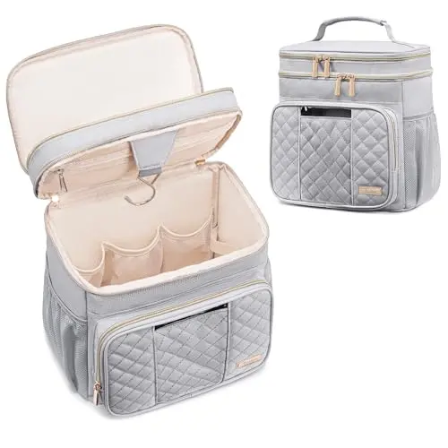 Large toiletry bag with multiple pockets and hanging hook